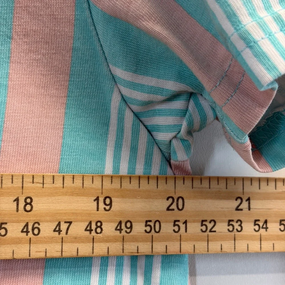 Guess Los Angeles Preppy Logo Striped Tee Men Size M Pastel Summer Beach Classic - Picture 4 of 9